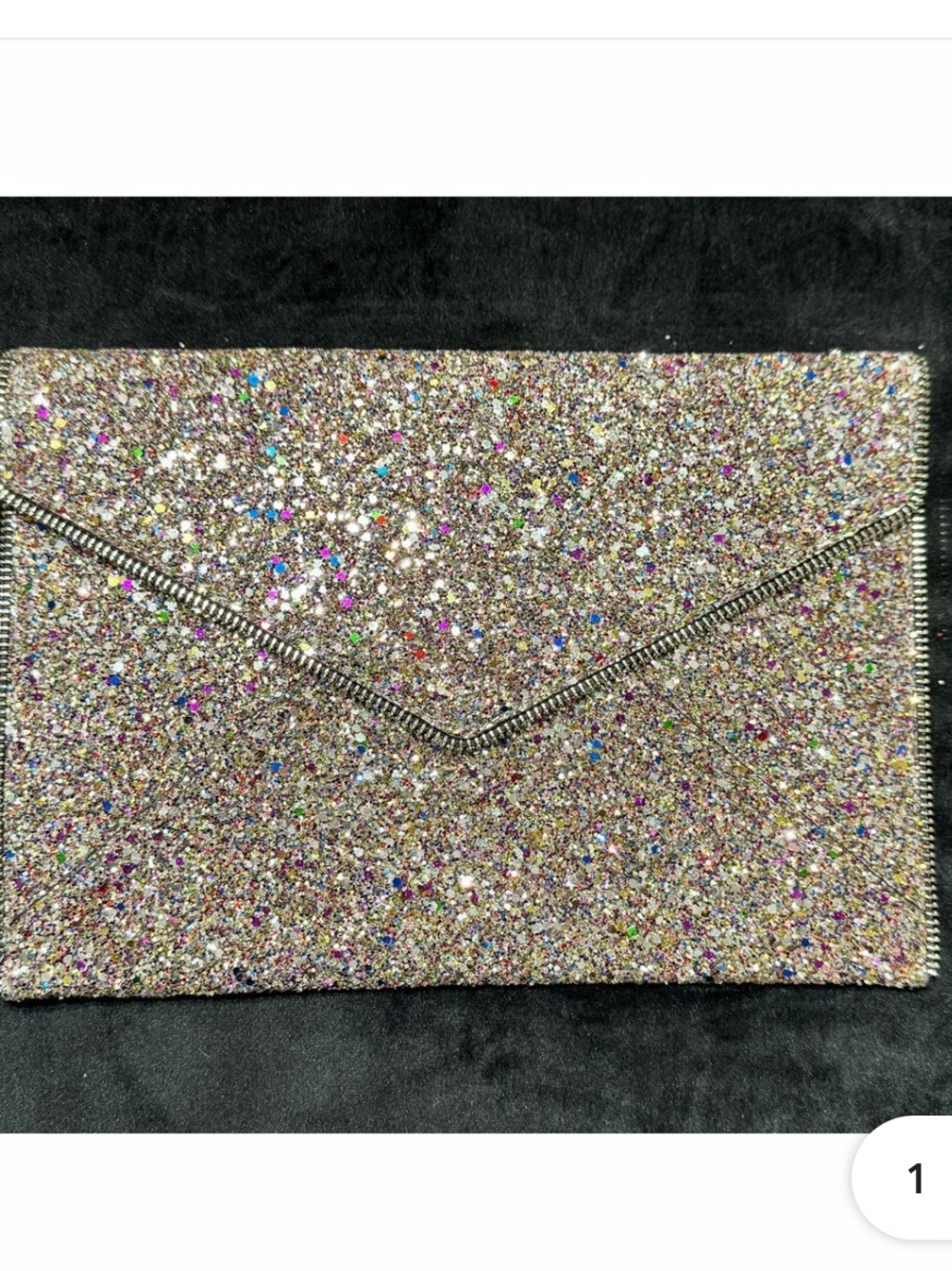 Rebecca Minkoff Silver Glitter Envelope Clutch